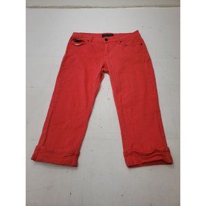 Roca Wear Womens Pants Capri Cuffed Low-Rise Stretch Denim Coral Red Size 11